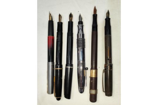 A selection of vintage fountain pens, Mabie Todd, Osmiroid, Parker etc