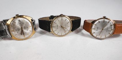 Three vintage gents wristwatches:- "Rotary 21 jewel Incabloc"; "Accurist 21 jewel Shockmaster" and