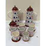 A Roger Michell for Carlton Ware 'Dovecote' coffee service of ten pieces. c.1978