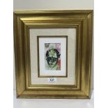 JOHN KINGERLEE. IRISH Bn. 1936 Head Study. Signed monogram. Mixed media on card 4¼' x 2½'