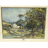 JOHN CLITHEROE. BRITISH 20TH CENTURY A cottage by a stream. Signed. Watercolour 11¼' x 15½'