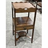 A 19th century mahogany three tier gentleman's washstand with drawer. 31' high