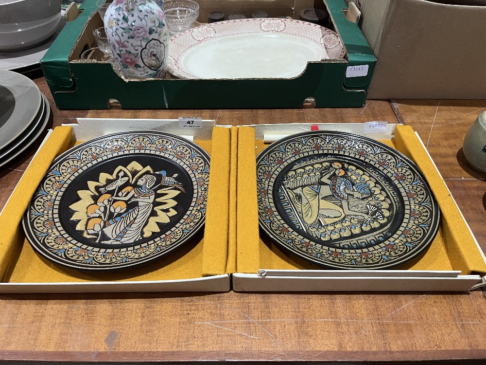 A pair of Denby Egyptian Collection collector's plates with certificates and boxed