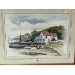 GEOFFREY J. BECKETT. BRITISH 1932-2019 The Butt and Oyster, Pin Mill, Suffolk. Signed, dated 2001