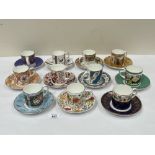 Eleven Coalport coffee cans and saucers, The Coalport Museum Historic Coffee Cup Collectors 1992