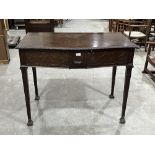 A 20th century mahogany serpentine side table with frieze drawer. 41' wide
