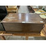 A 19th century mahogany box with moulded lid. 25' wide