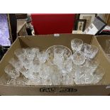 Two boxes of cut and other glassware