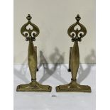 A pair of Art-Nouveau brass andirons. 14½' high