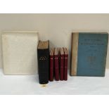 Four volumes of 'War' issued by The Army Bureau; a leather bound Bible; a Braille copy of The