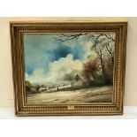 G.D. ROBINSON. BRITISH 20TH CENTURY A winter landscape. Signed. Oil on canvas 16' x 20'