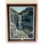 JOHN BROMLEY. BRITISH 20TH CENTURY. Waterfall. Buckden Beck. Signed. Inscribed on frame verso. Oil