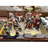 A collection of military ceramic figures and four ceramic figures, English Kings