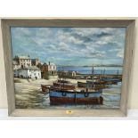 MARSDEN PROPHET. F.R.S.A. BRITISH 1933-1993 A Cornish harbour. Signed. Oil on board. 20' x 26'