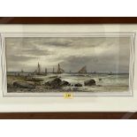 20TH CENTURY SCHOOL Extensive beach scenes with boats and figures. A pair. Indistinctly signed.
