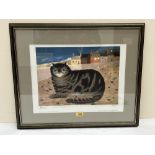 AFTER MARY FEDDEN. BRITISH 1915-2012 Cat on a Cornish Beach 1991. Signed and numbered. Pub. Bow