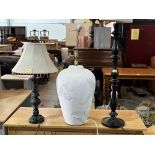 Two table lamps and a floor lamp