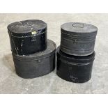 Four vintage tin hatboxes