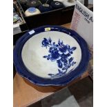 A Royal Doulton blue and white wash bowl. 17' diam