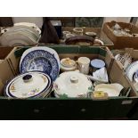 Three boxes of miscellaneous ceramics