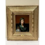 DAN KLEIN. Bn. 1946 Portrait of a European lady. Signed. Oil on panel 9½' x 7¾'