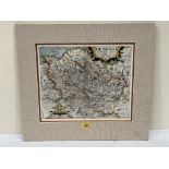 A Saxton Kip map of Denbigh 1637. 11' x 13'. Mounted, unframed