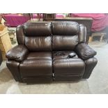 A leather three piece suite, all seats electrically reclining