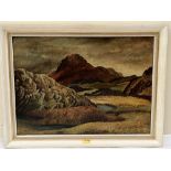 NORAH LEE. BRITISH c.1905-1970 Moel-Y-Gest from Gardolbenmaen. Signed. Oil on canvas 16' x 22'