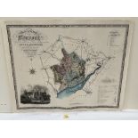 Two maps by C. & J. Greenwood; Glamorgan, Brecon and Radnor; Monmouth; a framed Victorian shipping