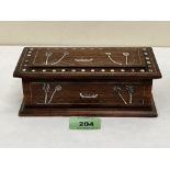 An early 20th century bone inlaid treen box. 7' wide