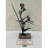 An Albany China Goldfinch group, the birds raised on a branch and marble base. No. 386/500. Boxed