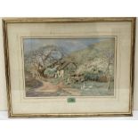 WILMOT PILSBURY. R.W.S BRITISH 1840-1908 Lane scene with cottage. Signed and dated 1890. Watercolour