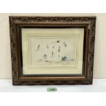 19TH CENTURY SCHOOL A landscape with figure studies. Watercolour 4¼' x 6¾'