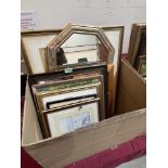 Two boxes of pictures and mirrors