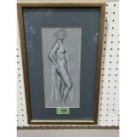 WILLIAM MONK. R.E. BRITISH 1863-1937 Full length study of a female nude. Graphite and chalk on