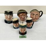 Six small Royal Doulton character jugs