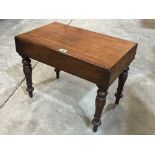 A Victorian mahogany bidet stool on turned legs