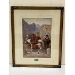 PHIL HARDY. BRITISH 19TH/20TH CENTURY An eastern mountain village with figure and donkey. Signed.