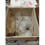 A box of glassware and a box of sundries