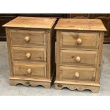 A pair of pine bedside chests
