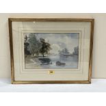 20TH CENTURY SCHOOL A river landscape. Watercolour 9' x 13½'