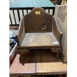 A miniature oak armchair on cabriole legs. 14' high