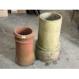 Two chimney pot planters. 24' high and smaller