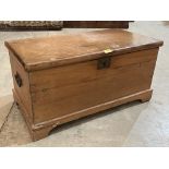 A 19th century pine mariner's chest with iron handles. 31½' wide