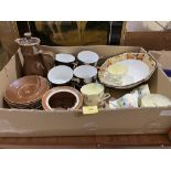 Two boxes of teaware and other ceramics