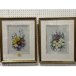 FREDA COX. BRITISH CONTEMPORY Wild flower studies. A pair. Both signed. Watercolour 10' x 7¼'