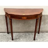 A George III mahogany side table, the line inlaid and crossbanded top over frieze inlaid with