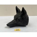 A cast iron fox head doorstop. 6¼' long