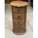 A hardwood drum chest of six drawers. 34' high