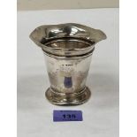 An Edward VII silver tapered vase. Birmingham 1909. 3¾' high. 2ozs 8dwts. Foot misshapen